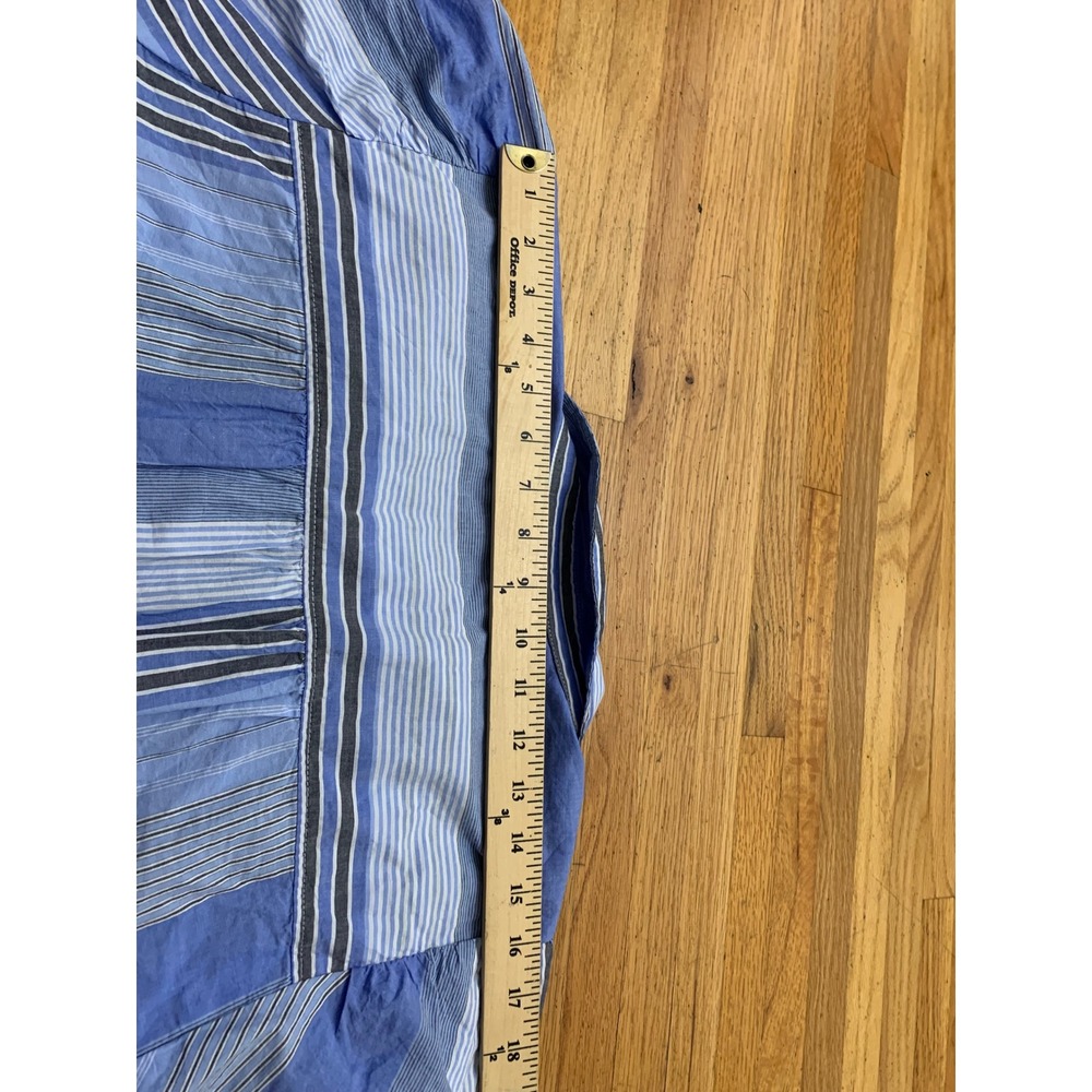 Gap Blue Mixed Stripe Tiered Shirt Dress Cotton L 3/4 Sleeve Casual Mini - Picture 10 of 12